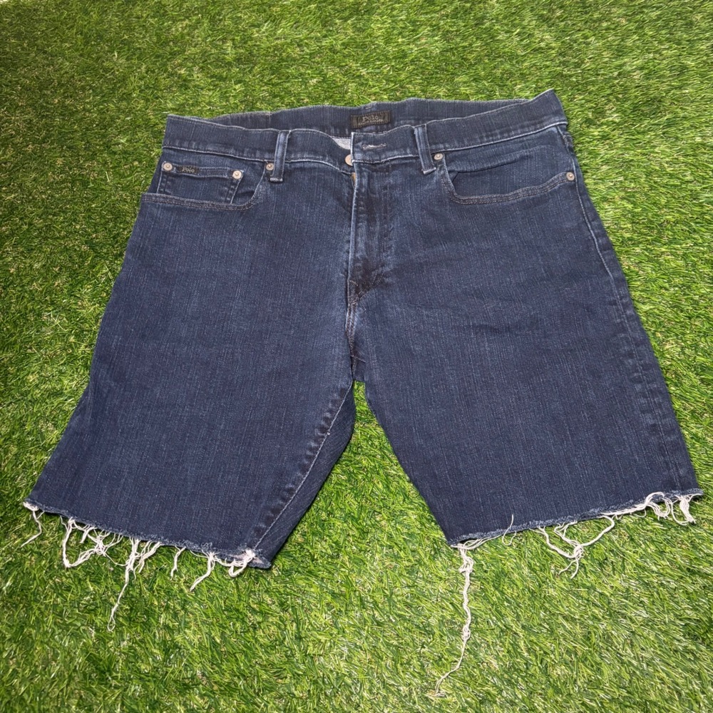 Polo Ralph Lauren Hampton Relaxed Straight Black Denim Cut Off Shorts Mens 34
